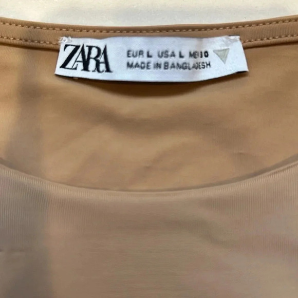 ZARA Skims like fitted mink shortsleeve nude crop top Size L - Picture 4 of 5